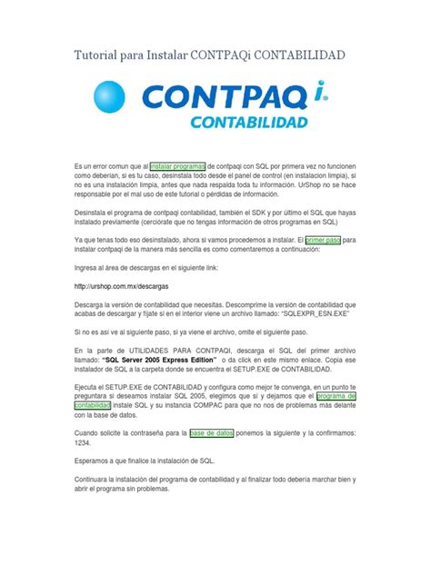 PDF Tutorial Para Instalar Contpaqi Contabilidad DOKUMEN TIPS