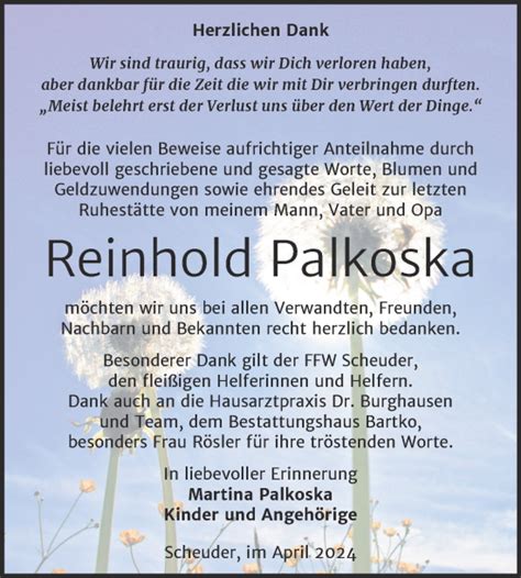 Traueranzeigen Von Reinhold Palkoska Abschied Nehmen De