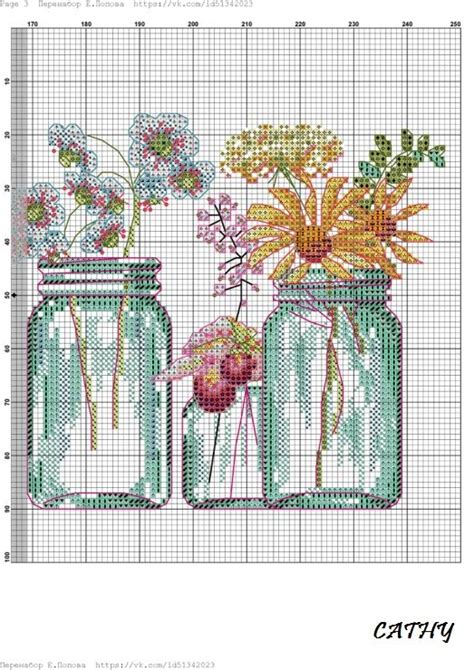 4 Serie De Vases Florette Cross Stitch Flowers Cross Stitch