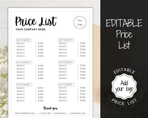 Hair Price List Template