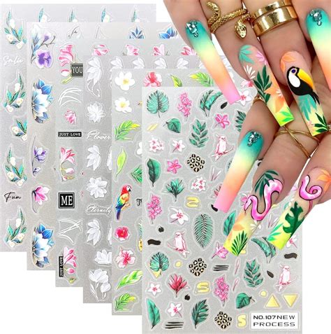 Amazon Hibiscus Flowers Clear Waterslide Nail Art Decals Tattoos