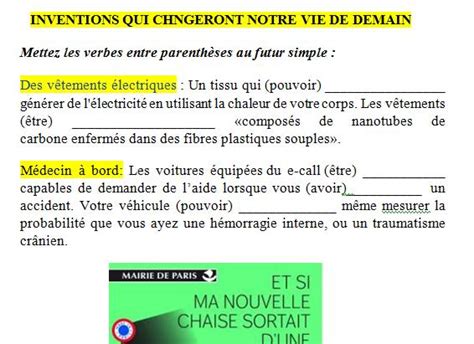 Exercices En Contexte UD 5 IMAGINONS LAVENIR