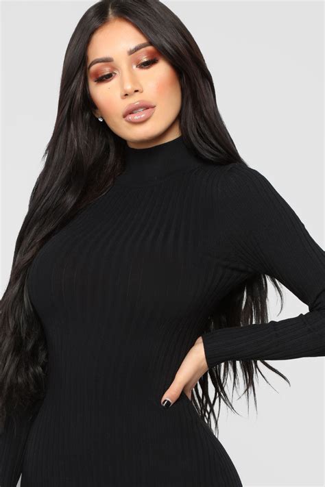 Chrystal Sweater Dress Black Fashion Nova Dresses Fashion Nova