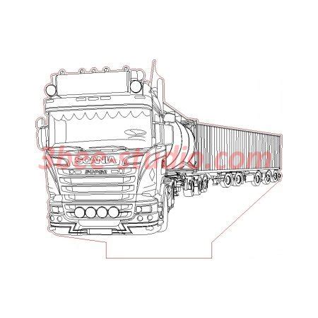 Scania R520 V8 Truck With Trailer 3d Illusion Lamp Plan Vector File For