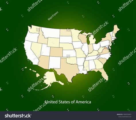 Stock Vektor „usa Map Vector Outline Illustration Cartography“ Bez Autorských Poplatků