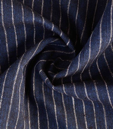 Cotton Linen Navy Stripe Fabric Fc Oa Dinesh Exports