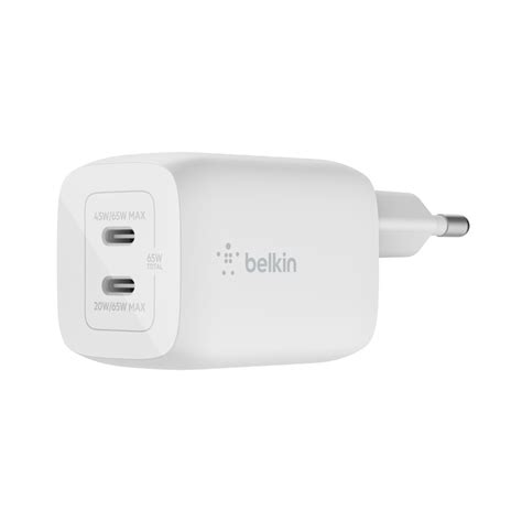 Belkin Chargeur Secteur Double Port USB C GaN Avec Technologie PPS 65 W