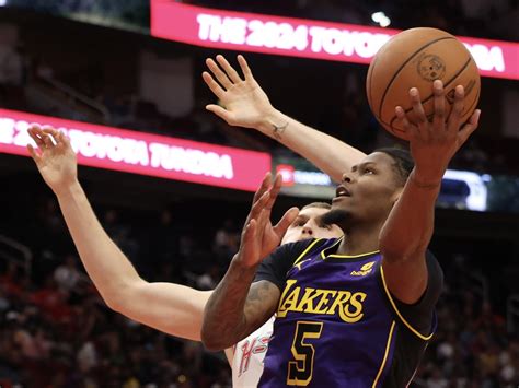 Los Angeles Lakers Forward Cam Reddish 5 Shoots Against Houston