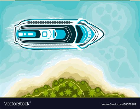 Cruise ship and tropical landscape top view Vector Image