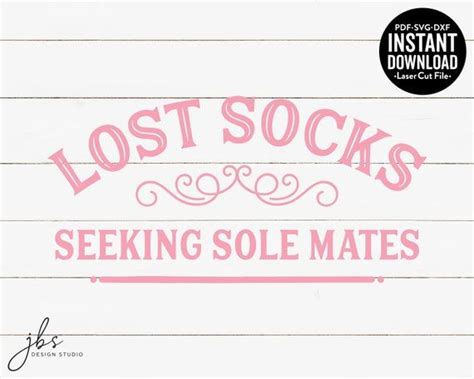 Lost Sock Seeking Sole Mates Laundry Cut File Laser Cut File Instant