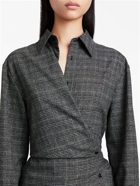 Proenza Schouler White Label Plaid Suiting Wrap Dress Black Farfetch