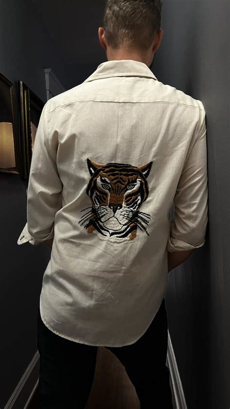 Vintage Bengal Tiger Embroidered Shirt Gem