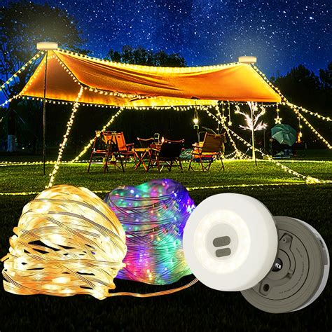 Portable Outdoor Camping Retractable String Lights 10M Stowable RGB