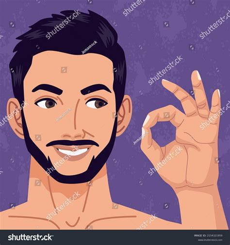 Bearded Naked Man Smiling Character Stock Vector Royalty Free 2154321959 Shutterstock