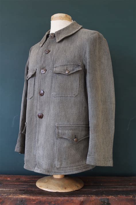 Vintage S S French Vetvor Grey Pique Coutil Corduroy Hunting