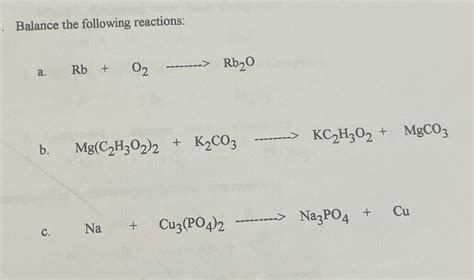 Solved Balance The Following Reaction Balance The Following