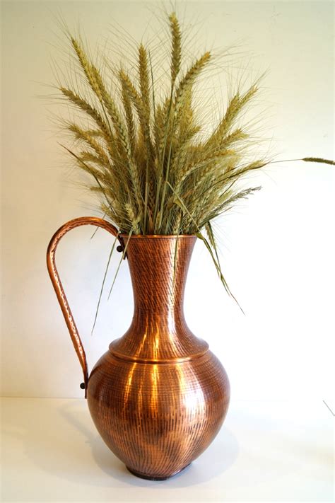 Large Copper Jug Pitchervasevintage Hand Hammered Copper