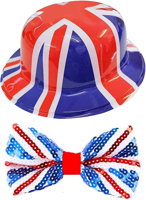 Union Jack Accessory Set Pack Of 1 Plastic Union Jack Bowler Hat