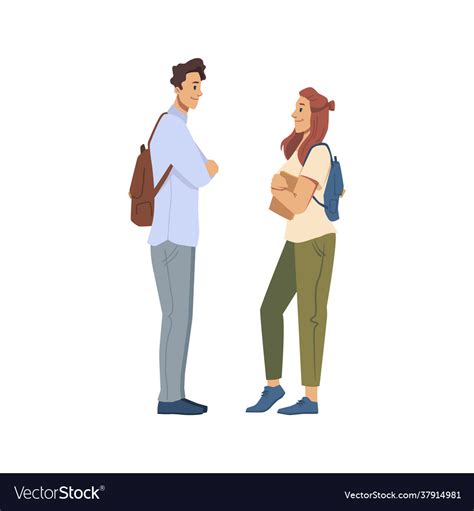 Teenager Boy And Girl Student Friends Talking Vector Image