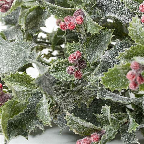 Glitter Frosted Artificial Holly Bush Bushes Bouquets Floral