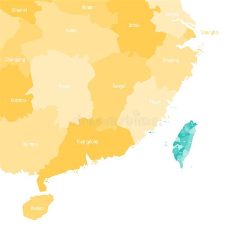 Political Map of Taiwan and China Stock Illustration - Illustration of ...