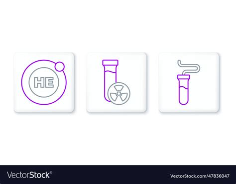 Set Line Test Tube Helium And With Toxic Liquid Vector Image