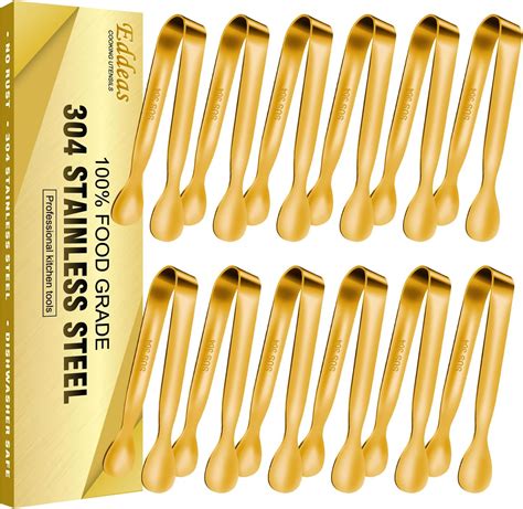 Amazon EDDEAS 12 PCS Small Serving Tongs 4 3 Mini Gold Tongs