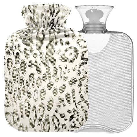 NAANLE L Transparent Hot Water Bottle Watercolor Leopard Pattern For Pain Relief Warmth