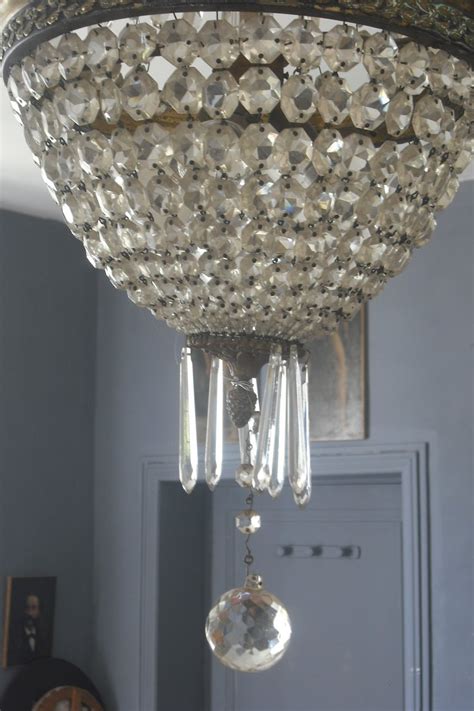 Proantic Grand Lustre Corbeille Montgolfi Re X Cristal Br