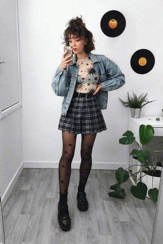 Basics Of Grunge Style And Modern Interpretation Plaid Skirt Outfit