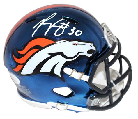 Phillip Lindsay Autographed/Signed Denver Broncos Chrome Mini Helmet ...