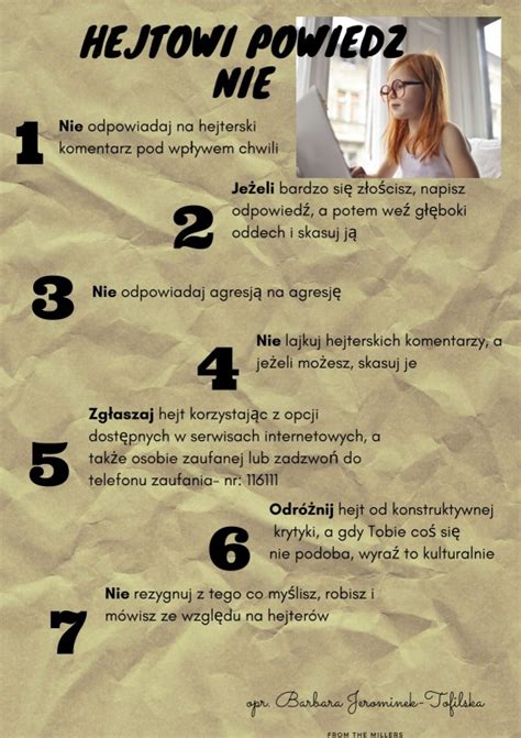 Jak Radzi Sobie Z Hejtem W Skr Cie Infografika Dla Uczni W Szko A