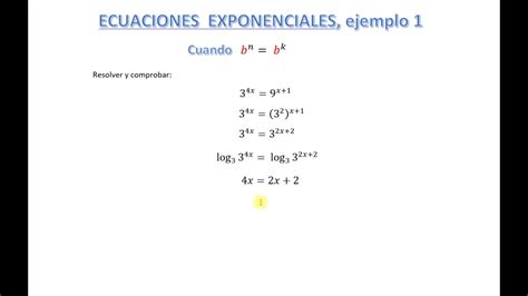 Ecuaciones Exponenciales Ejemplo 1 Youtube