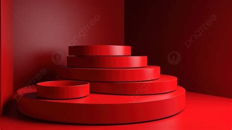 3d Rendered Podium With Red Room Background For Product Display