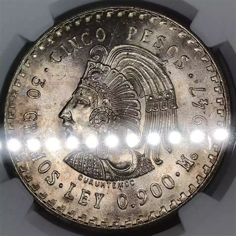 Mo Mexico Cuauhtemoc Silver Pesos Ngc Ms Cuauhtemoc Old