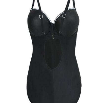 Vintage One Piece Stripes Bikini Beach Vintage High Waisted Swimsuit On