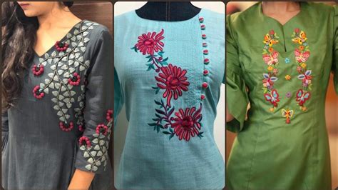 Latest Beautiful And Outstanding Hand Embroidery Neck Design Idea S