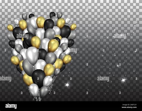 Set Of Golden Black And Silver Balloons For Birthday For Event Design