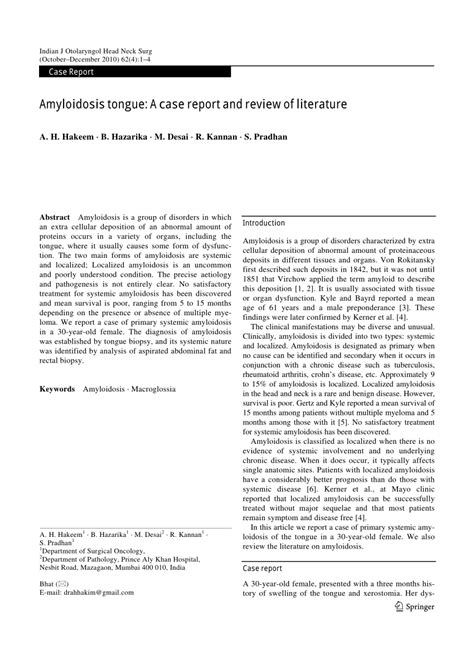 (PDF) Amyloidosis tongue: A case report and review of literature