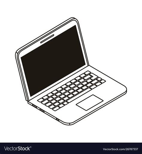 Silhouette open laptop on white background Vector Image