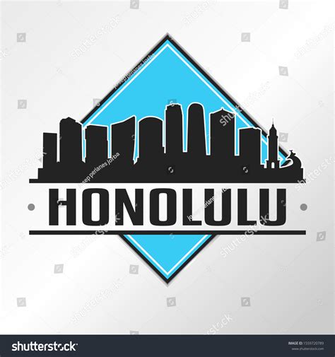 Honolulu Hawaii Skyline Logo Adventure Landscape Stock Vector (Royalty ...