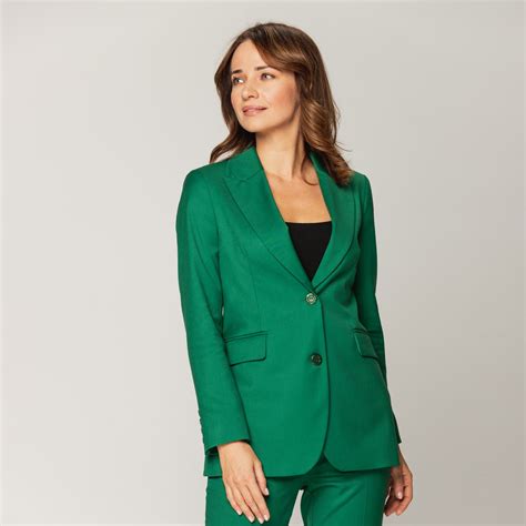 L Gante Veste De Costume De Couleur Verte Avec Motif Uni