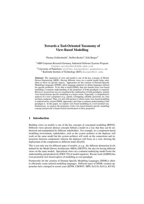 Pdf Towards A Tool Oriented Taxonomy Of View Based Modelling