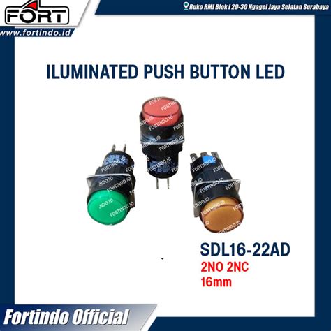 Iluminated Push Button Sdl Ad Mm Bulat With Led Fort Fortindo Id