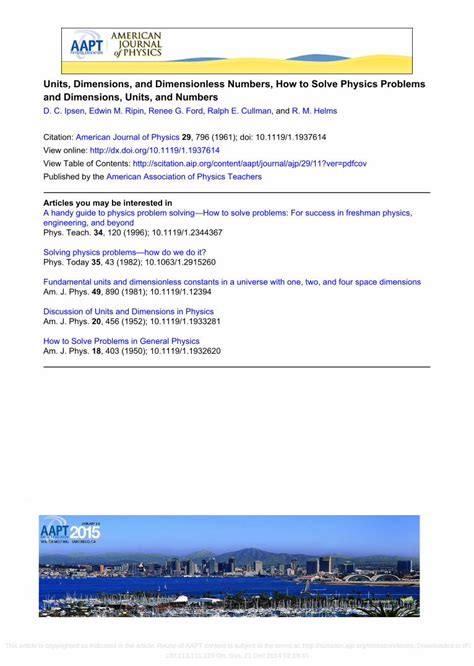 Pdf Units Dimensions And Dimensionless Numbers How To Solve