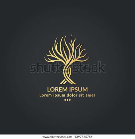 Golden Tree Logo Design On Black Stock Vector (Royalty Free) 1397366786