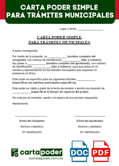 ᐅ Carta Poder Simple 15 Ejemplos en Word PDF Gratis