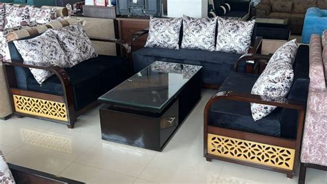 Black 2 Seater Living Room Wooden Sofa Set 3 2 2 At Best Price In Bhopal