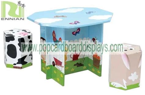 New Design Folding Cardboard Mushroom Table And Chairs For Kids Paper