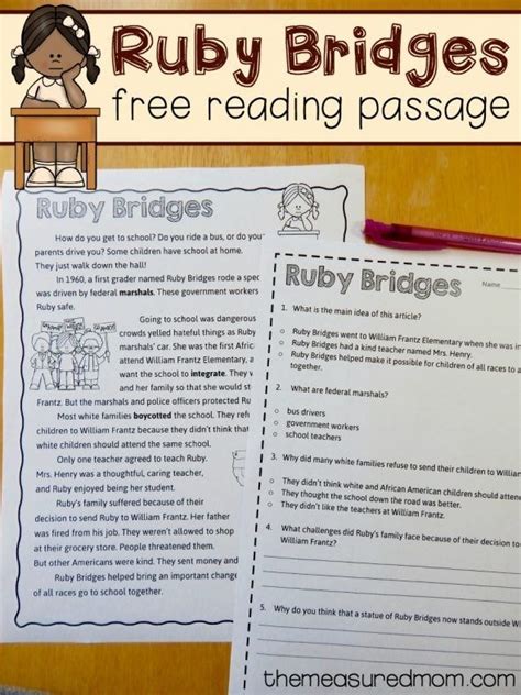 Ruby Bridges Worksheets For Second Grade Printable Pdf Template